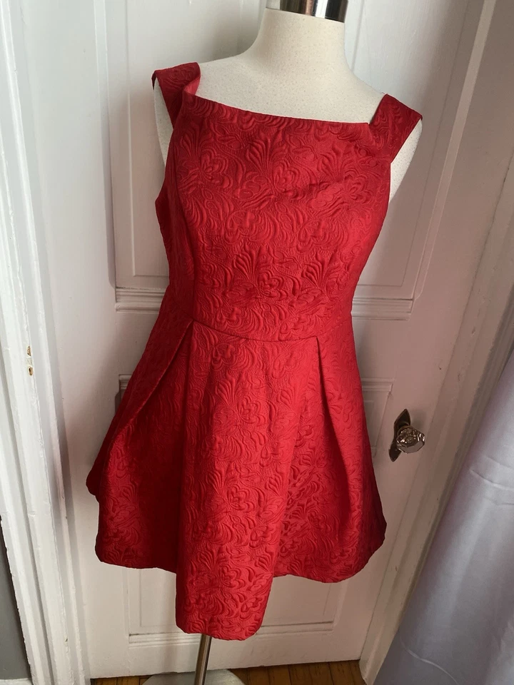 ARK & CO MINI VESTIDO DE FIESTA ROJO BORDADO - TALLA - BOLSILLO LATERAL - ¡NUEVO SIN ETIQUETAS! Foto 3 de 4