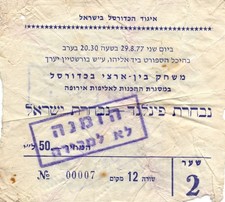 Vintage 1977 Israel vs Finland Game Ticket Basketball EuroBasket FIBA