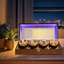 PU Wood Acrylic Automatic Watch Winder 8+9 Display Box, Watch Display Case
