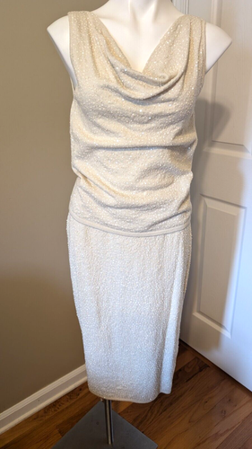 Bloomingdale's Women's Silk Blend 3 Piece Knit Suit Embellished w/Sequins Sz MSM - Picture 9 of 23