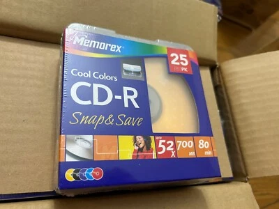 CD-R MEMOREX 25 Cool Colors 52x, 700MB, 80min, Snap & Save 25PK ( New )