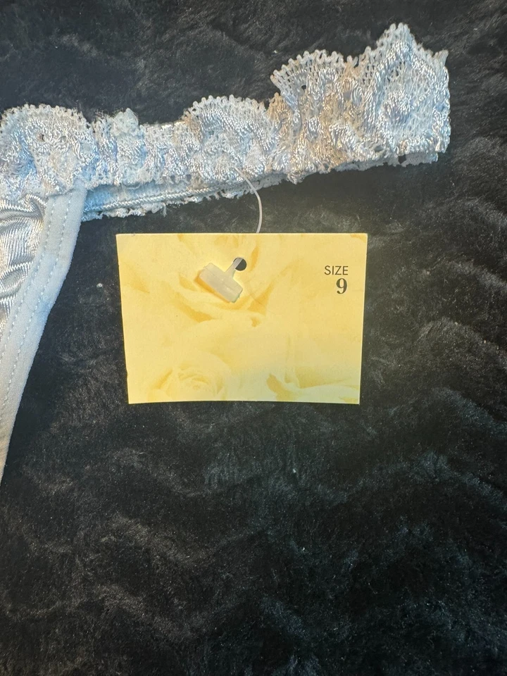 NUEVO SIN ETIQUETAS XXL SATINADO VINTAGE NYLON TESOROS SECRETOS ENCAJE SEGUNDA PIEL AZUL Foto 2 de 4