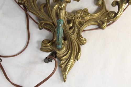 Aplique de pared antiguo estilo victoriano lámpara latón metal 3 luces pergaminos - Imagen 13 de 23