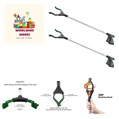 2-Pack 32 Inch Grabber Tool for Elderly, Non-Foldable Aluminum Alloy Reacher ...