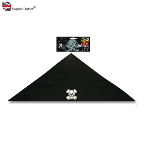Black Pirate Bandana With Skull Caribbean Cosplay Costume Adult Fancy Party H604 - Picture 1 of 6