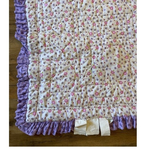 Circo Love N Lilacs Baby Comforter Quilted Ruffled Purple Pink Green Retired HTF - Picture 10 of 13