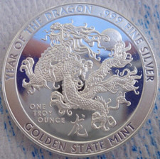 1 oz. Year of the Dragon Chinese Lunar Calendar GSM round .999 fine silver 104.32 per troy oz