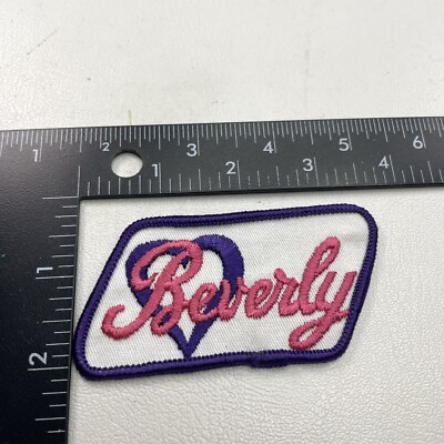 Vintage Retro Fancy Purple Heart Name BEVERLY Patch (Cursive Pink ...