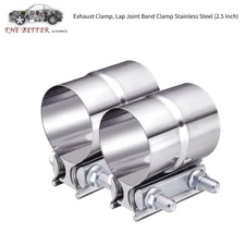 2PCS 2.5" Lap Joint Exhaust Band Clamp Muffler Sleeve Coupler Stainless Steel