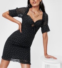 Polka Dot Sweetheart Neckline Mini Dress Size Small