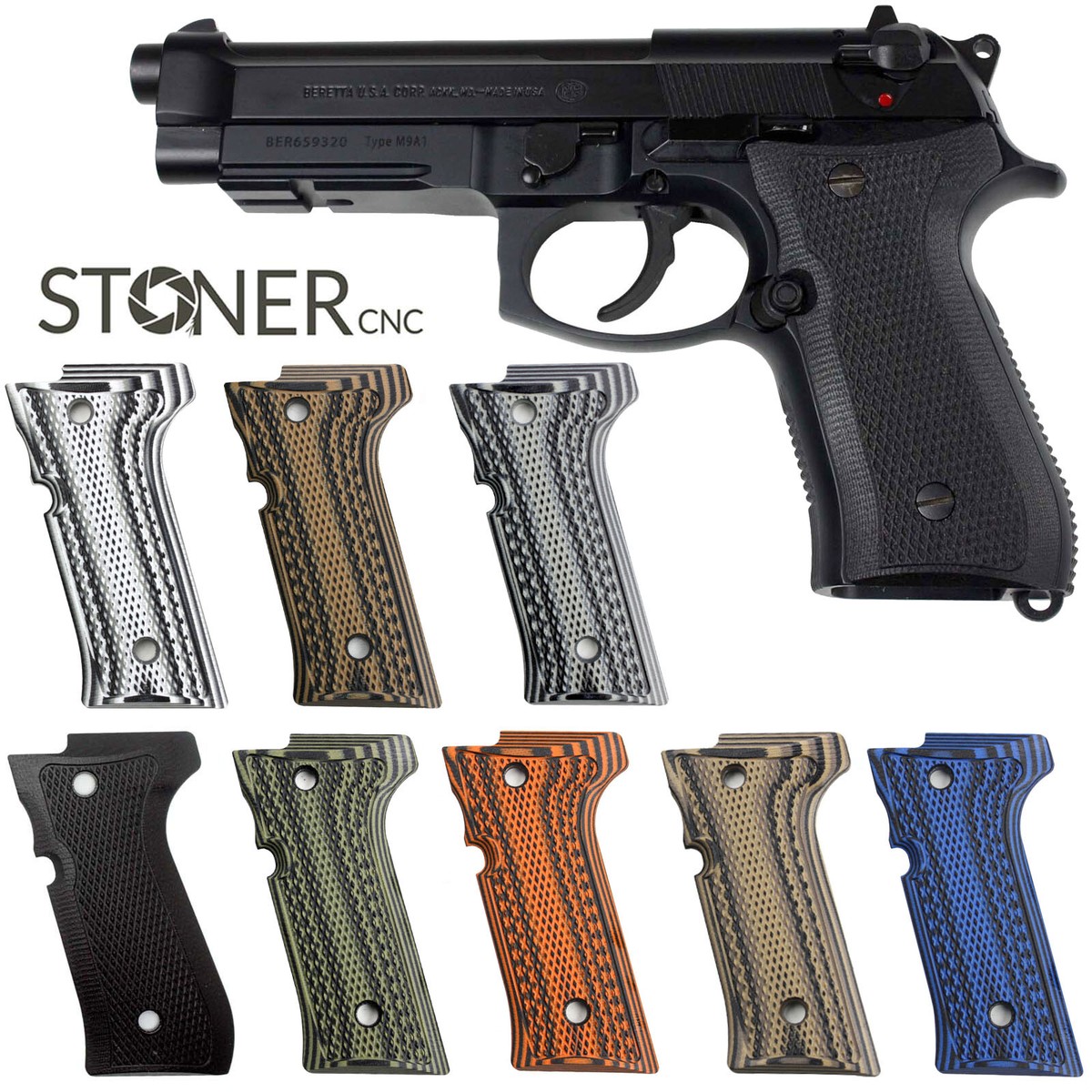 Beretta 92 M9 Grips Full Checker G10 Fit 92 Vertec & M9A3 Beretta