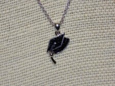 VINTAGE NECKLACE~GRADUATION/MORTAR BOARD~BLACK RHINESTONES~15