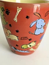 Hallmark Dogs Paws Bones Themed Multi Color Ceramic Coffee Cup 4 3/8" Tall