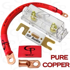 CERAMIC 250 AMP ANL Fuse Holder INLINE INSTALL KIT 1/0 AWG GAUGE COPPER RED