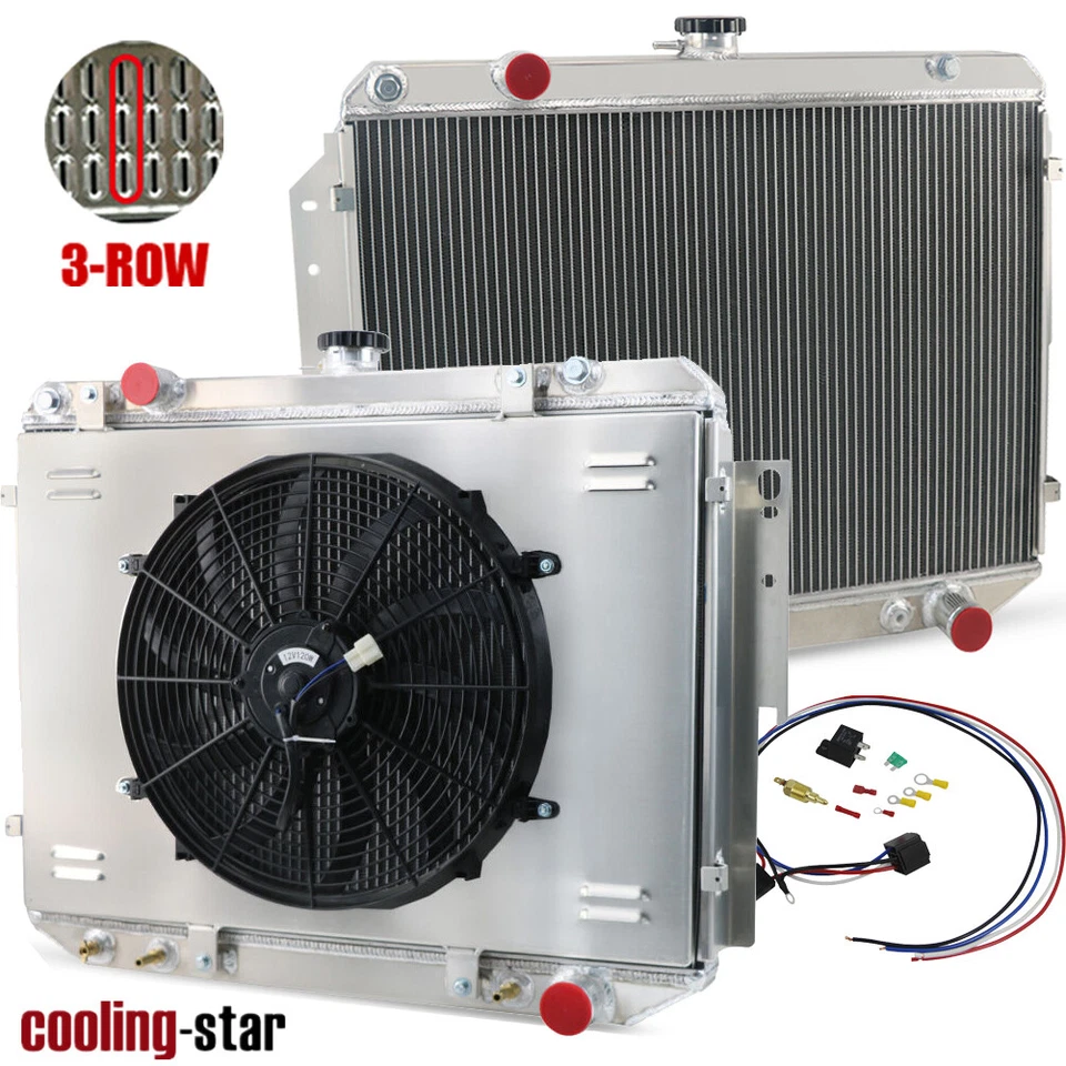 3-ROW RADIATOR+16" FAN FOR DODGE B150 250 RAM 1500 2500 3500 VAN TRUCK 3.9L 5.2L - Изображение 2 из 4