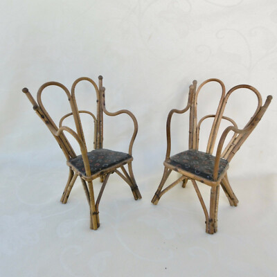 2 fauteuils anciens en rotin et bois Vroom et Dreesmann | Selency