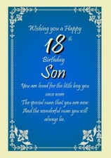 NEW 'Happy 18th Birthday Son' -  A5 Card for Him Celebration 18th Birthday Love