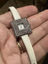 BCBG MAXAZRIA WATCH LADIES RETRO PYRAMID STYLE NEW BATTERY Leather Band