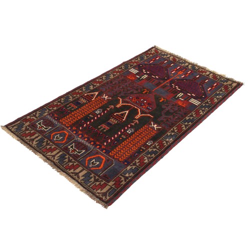 Vintage Handmade Afghan Traditional Prayer Design Wool Rug 2'8x4'6 ft -R19355 - Picture 2 of 6