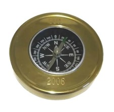 Brass Pocket Compass w Box Hiking Camping Outdoor Engraved SBA 2006