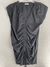 Zara Ruffle Dress Women’s Medium Sleeveless Deep V-neck Black Midi Length
