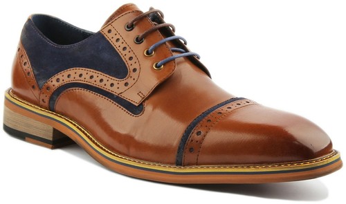 Justin Reece England Dennis Uomo Bicolore Pelle Scarpe Eleganti Misura UK 6 - 14 - Foto 2 di 13