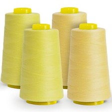 All-Purpose Polyester Sewing Thread - 4-Pack 12000 Yards Total - Yellow Threa...