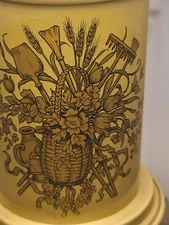 Vintage MCM Harvest Olive Gold Toleware Tole Metal Table Lamp