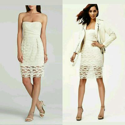 bcbg white mesh dress $368 BCBG MAX AZRIA Ivory Lace Mesh Embroidery Adrianna Cocktail Dress ~10  M3020