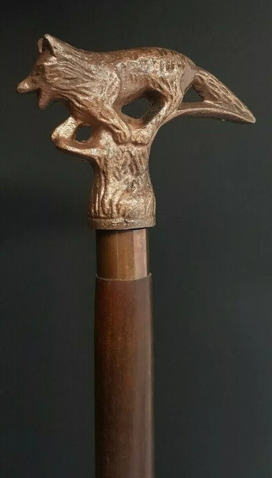 Wolf-Design Handle Walking Stick – Handcrafted Al… - image 3