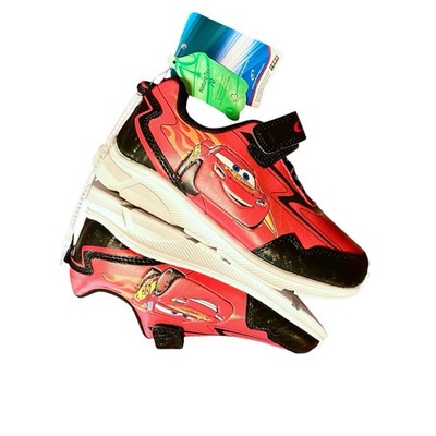 Disney Pixar Cars Lightning McQueen Shoes Hook Loop Strap Red NEW! Size 12