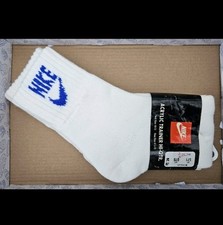 NOS Vtg 90s Nike Acrylic Trainer High Quarter Socks Royal Blue Adult Size Swoosh
