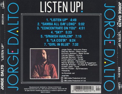 JORGE DALTO - LISTEN UP! NEW CD