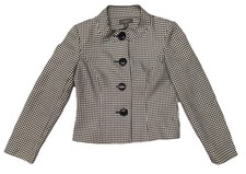 Liz Claiborne Collection Wool Blazer Women's Sz 8 Brown Houndstooth Y2K Academia