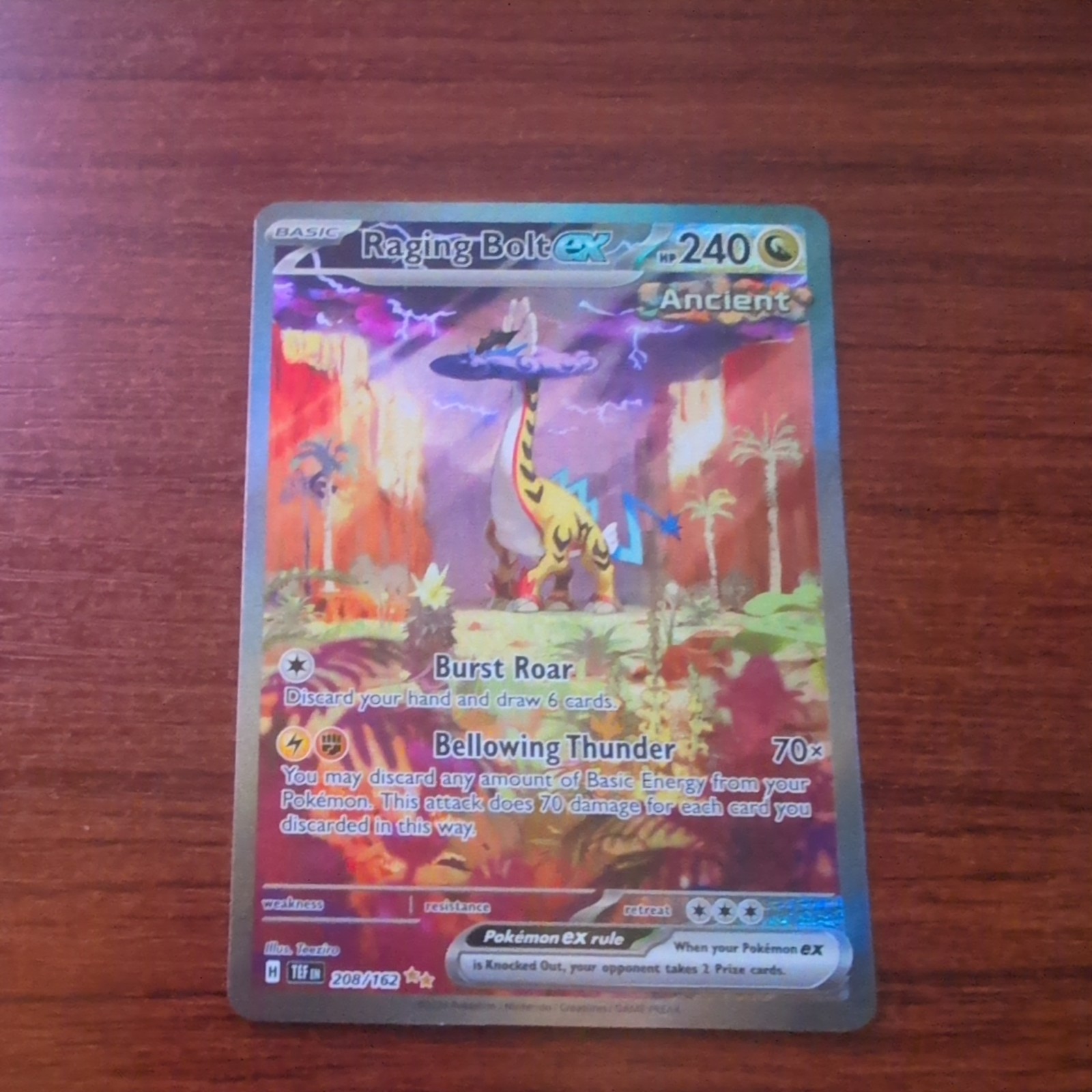 Raging Bolt ex 208/162 Temporal Forces Full Art Ultra Rare Holo Pokemon Card NM