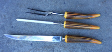 Juego de talla de baquelita CROWN CREST cuchillo afilador de horquilla Sheffield Inglaterra asta