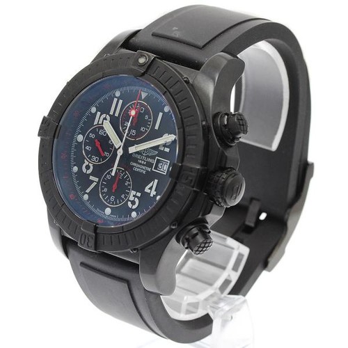 BREITLING SUPER AVENGER BLACK STEEL M13370 48mm SS Black #C5922