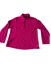 Lands' End Fleece Pullover Womens Large Pink Quarter Zip Jacket 14-16