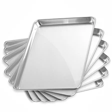13" x 18" Commercial Grade Aluminum Full Sheet Pan Cookie Baking - 6 Pans