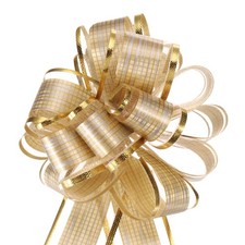 5pcs 6 Inch Large Pull Bow Gift Wrapping Bows Ribbon Organza Bows Gold