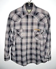 Jesse James West Coast Choppers Workwear Pearl Snap Plaid Shirt Medium Mens
