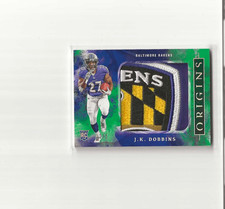 2020 ORIGINS FOOTBALL J.K. DOBBINS RC GREEN JUMBO JERSEY PATCH #2/5