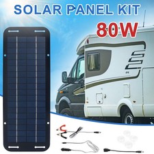 New 12V 80W Portable Solar Panel Car Van Boat Caravan Camper Battery Charger Kit