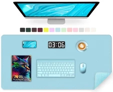 Large Desk Mat 35.4" x 17" PU Leather Desk Pad Protector Non-Slip Large Mouse...