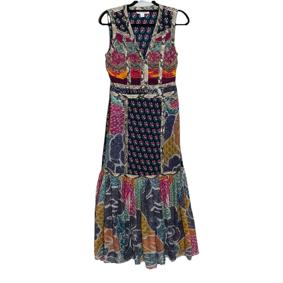 VESTIDO MAXI DE SEDA DIANE VON FURSTENBERG RARO AMABELLE FLOWER POWER TALLA 6 USADO EN EXCELENTE ESTADO Foto 3 de 4