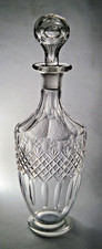 ANTIKE BLUMENSCHLIFF GLAS LIK&Ouml;R SPIRITUOSE HALBE KARAFFE HOHL MUNDGEBLASEN STOPFEN 11"