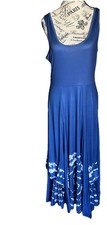 Women NWT Sleeveless Maxi Dress Blue White Size L Tye Dye hippie beach vacation