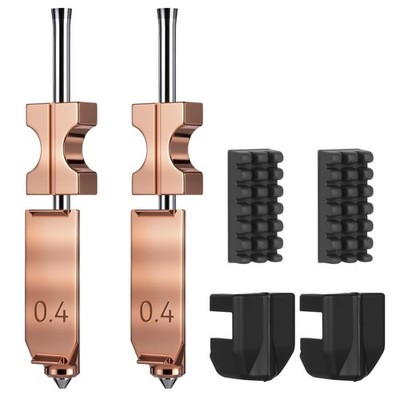 2PCS 0.4mm Quick-Swap Nozzle for 3D Printer, Copper Alloy Hotend, Silicone Cover