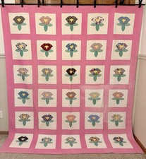 Handmade Appliqu d Flower Cotton Quilt