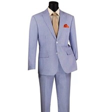 BIG  TALL Men's Navy Striped Seersucker 2-Button Modern Fit Cotton Suit NWT